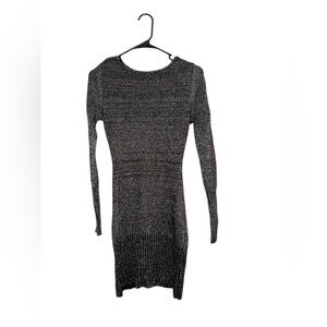 $20 Black Knitted Silver Shimmer Detail Long-Sleeve Dress Size S